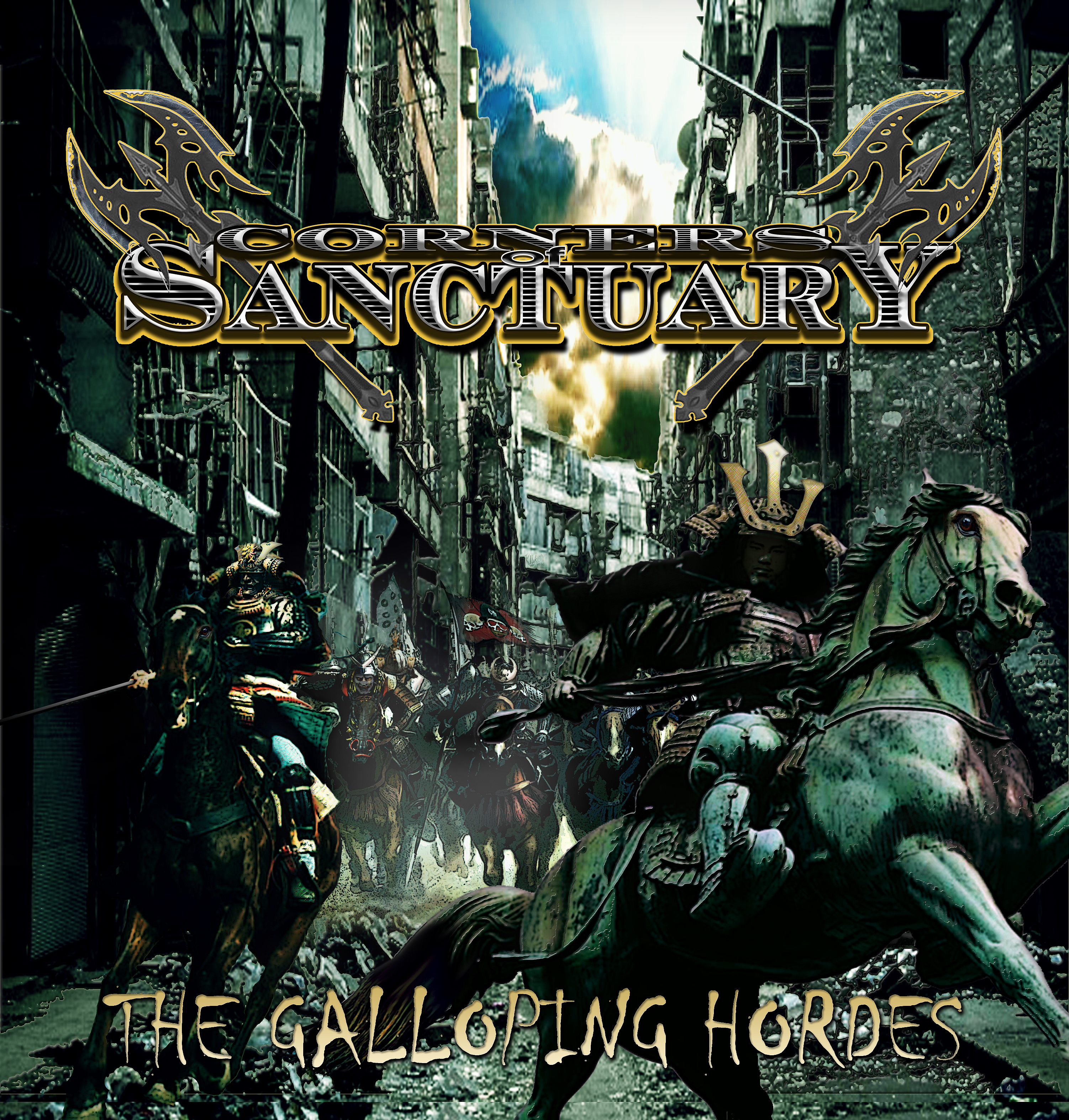 Corners of Sanctuary The Galloping Hordes Album Cover Revised April 2018 Artwork Full Rendering b