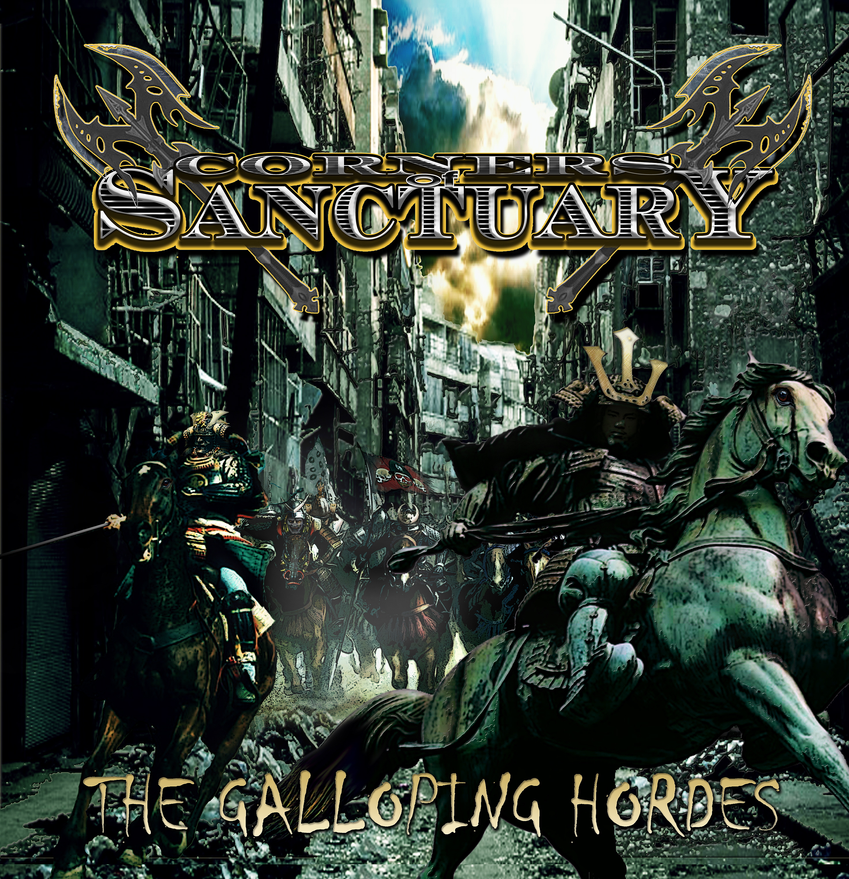 Corners of Sanctuary The Galloping Hordes Album Cover Revised April 2018 Artwork Full Rendering b02